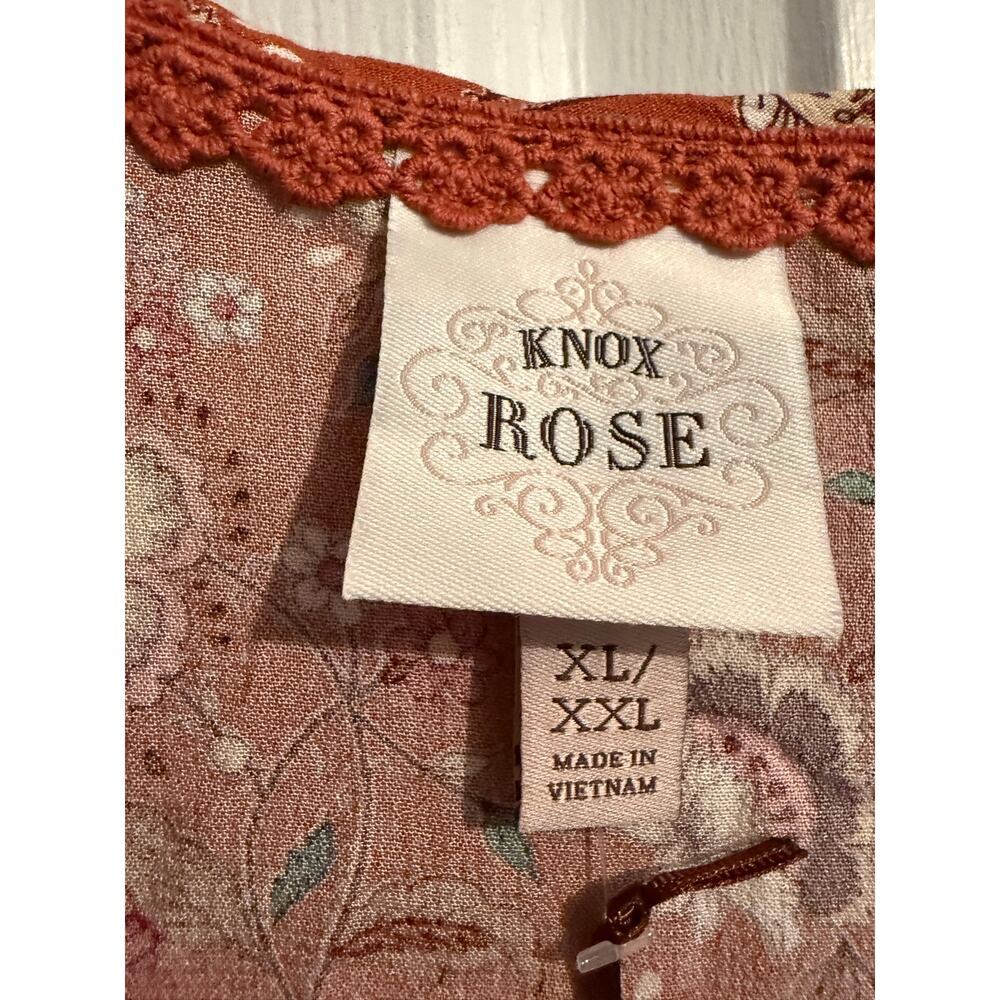 Knox Rose Boho Kimono Duster XL XXL NWT Rust Floral Lightweight Open Front - Picture 6 of 9